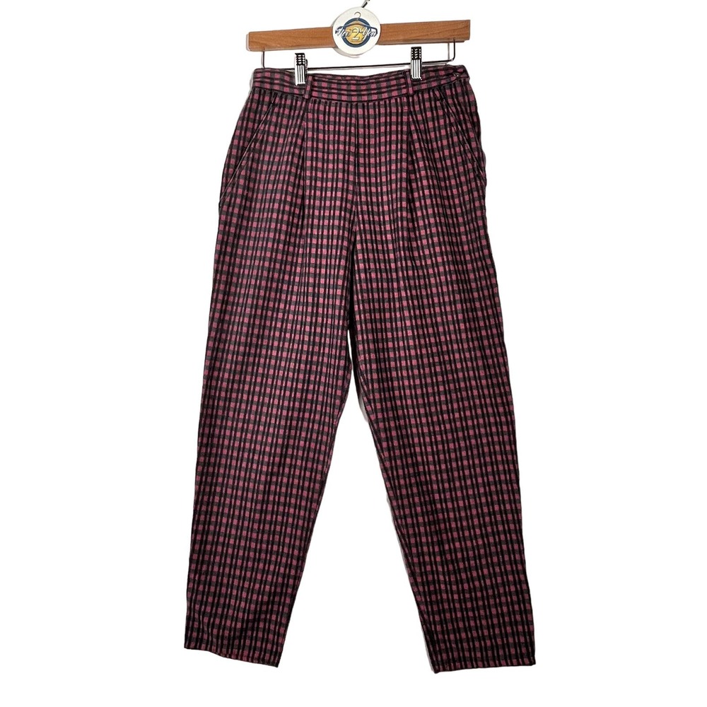 Emanuelle Pink Plaid Cotton Slacks